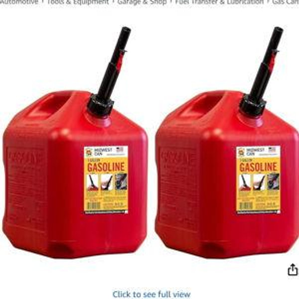 Midwest Can Company 5610 5 Gallon Gas Can Fuel Container Jugs w/Spout (2 Pack)