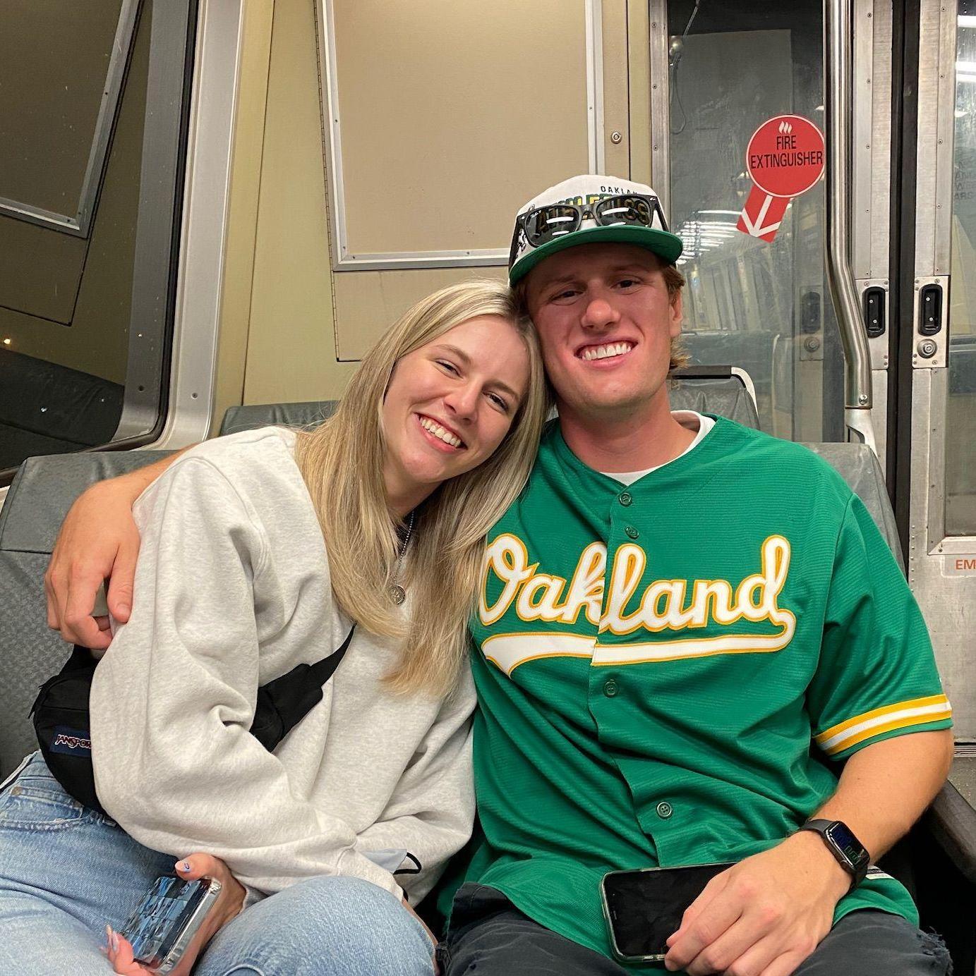 After our first A's game on BART