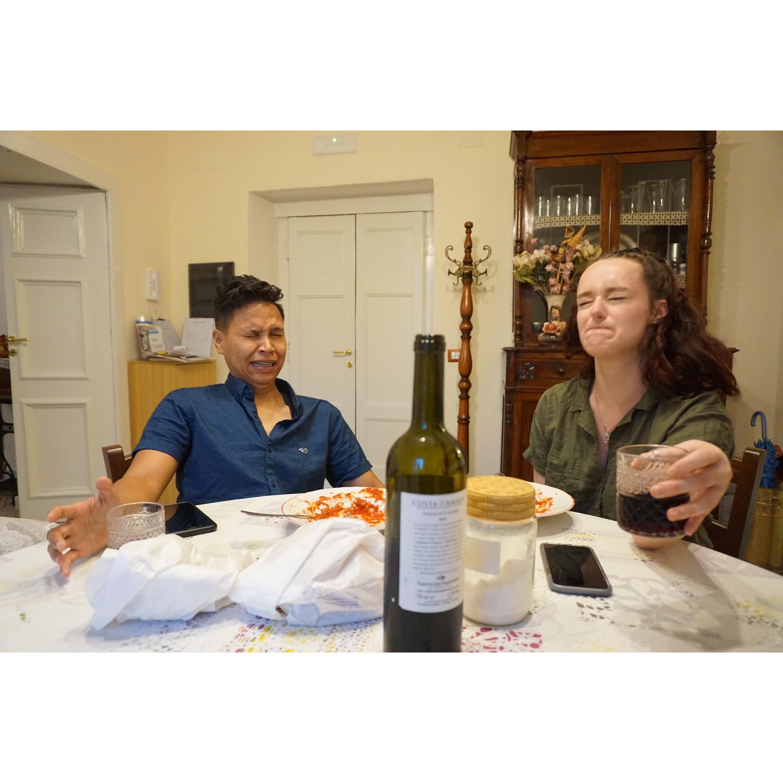 The wine not being as amazing as we had hoped