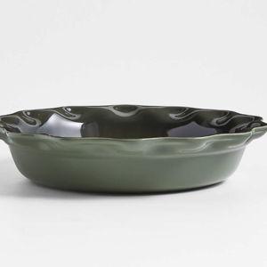 Le Creuset Heritage 9" Thyme Ceramic Pie Dish + Reviews | Crate & Barrel