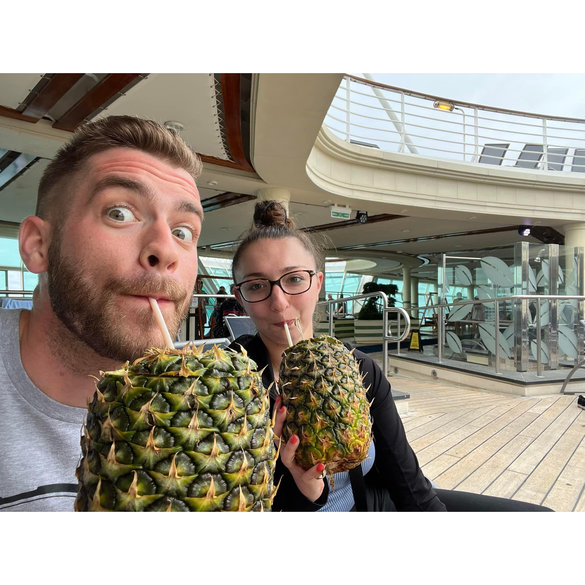 Pineapple sipping on our cruise in March 2023