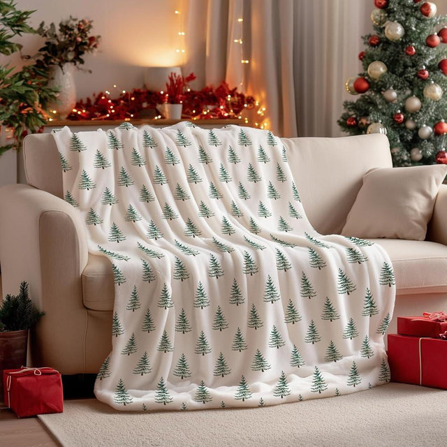 Horaldaily Christmas Flannel Blanket Throw, Christmas Trees Boho Soft Fuzzy Plush Cozy Fleece Blankets for Couch Sofa Bed Lounging, Ideal Gifts for Kids Adults Wife Self, 50x60