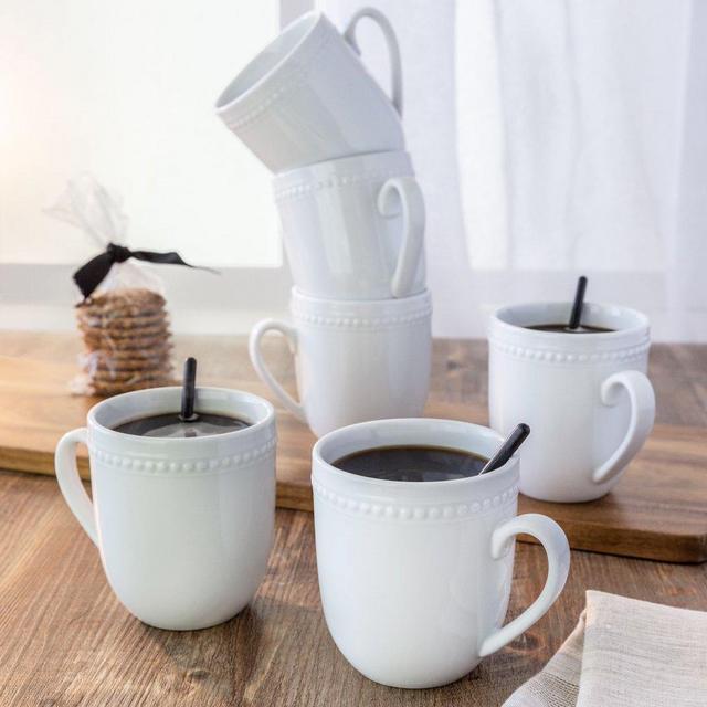 Porcelain Beaded Mugs, set of 6