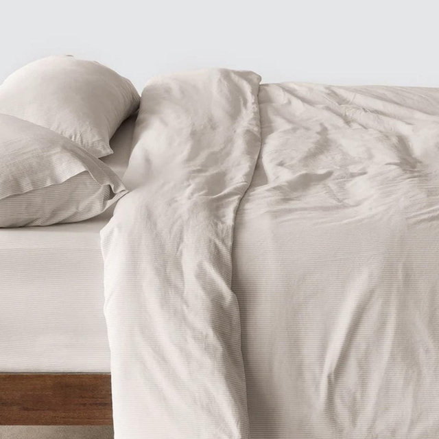 Stonewashed Linen Duvet Cover - Barley Stripe- King