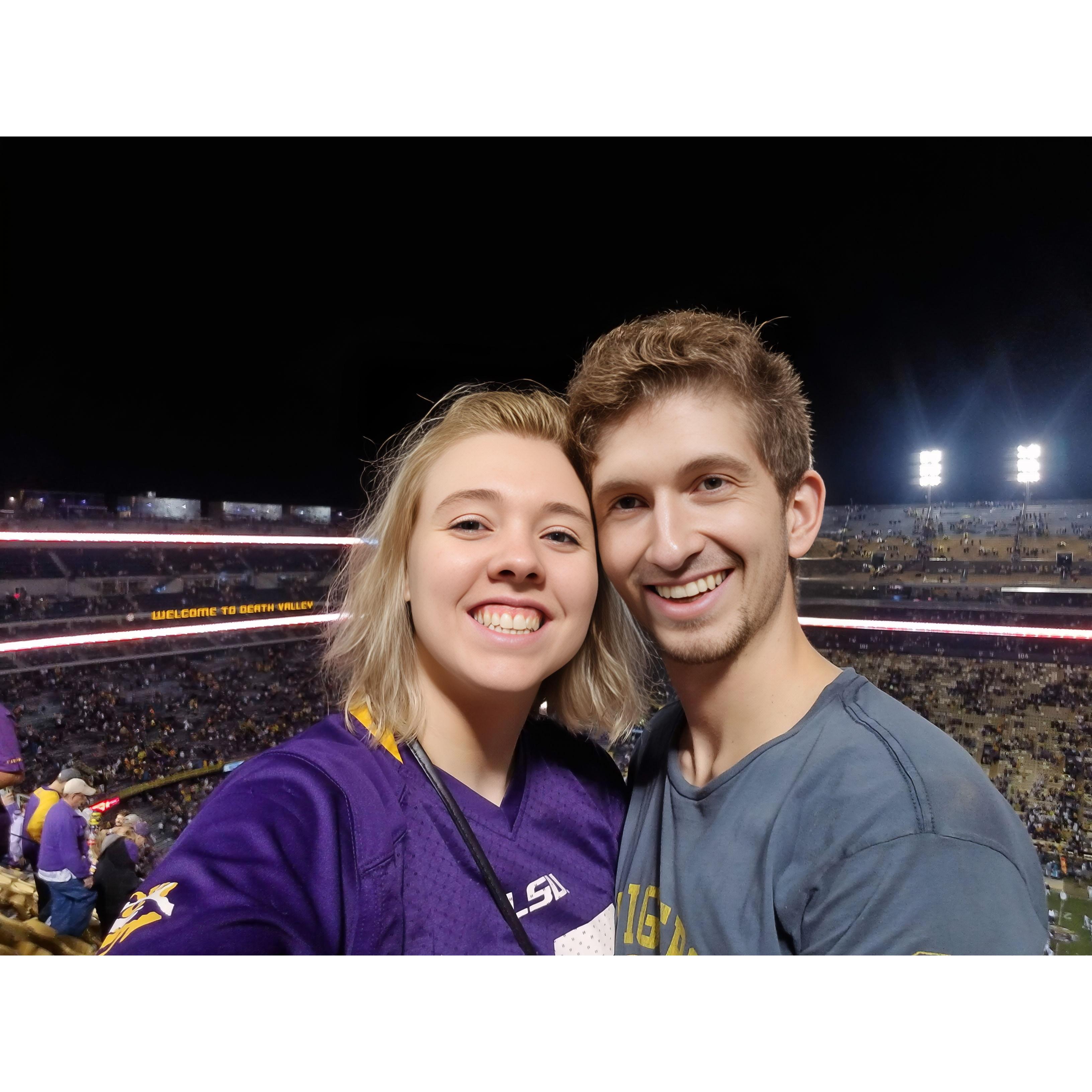 Our first LSU game! One of our biggest shared passions is a love of football!