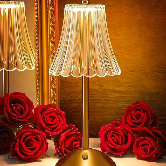 One Fire Table Lamps Flower Lamp,3 Colors Vintage Lamp,Cordless Lamp Battery Operated Lamp,Cordless Table Lamps for Nightstand,Dimmable Touch Lamp for Bedroom Nightstand Lamp Bedside Lamp Mini Lamp