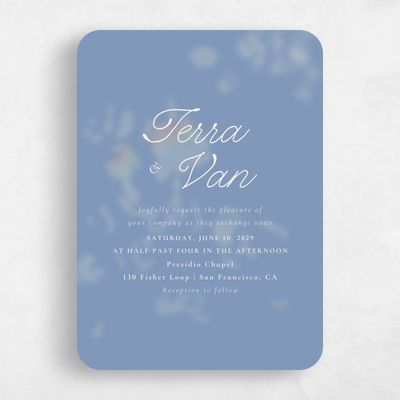 Blue Rounded Wedding Invitation - Ola Portrait