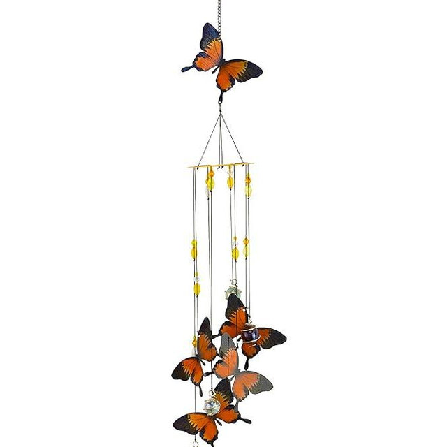 Red Carpet Studios Windchimes Butterfly Spiral Mobile Wind Chime, 30" Long, Monarch Orange
