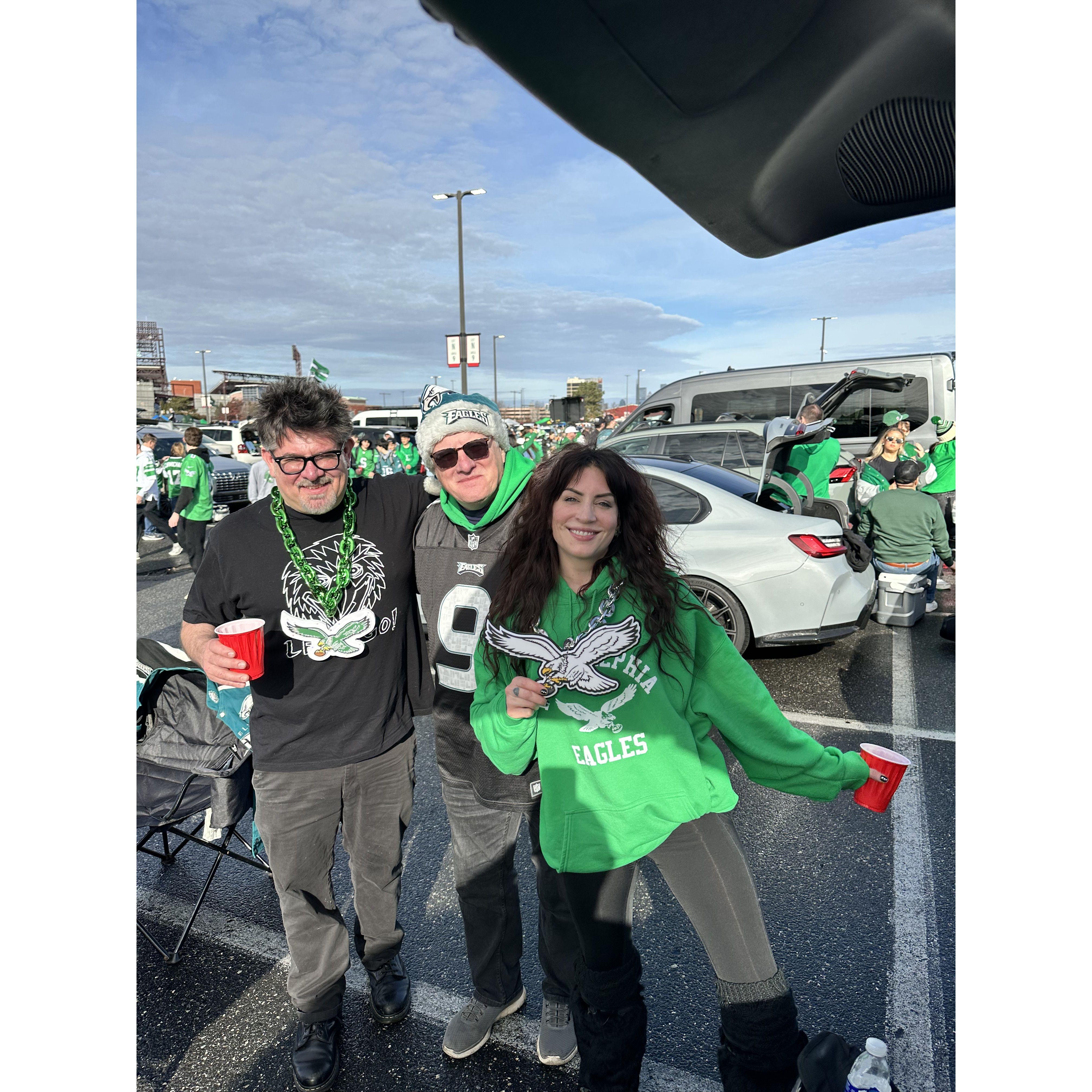 Eagles Tailgate December 2024 - 

Dave, Steve, & Mads

(not pictured: pee tent)