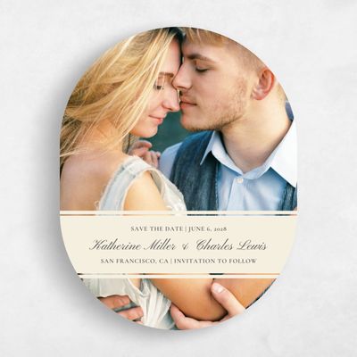 Beige Oval Wedding Save the Date - Abbey Banner