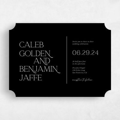 Black Ticket Wedding Invitation - Hasbrouk Landscape
