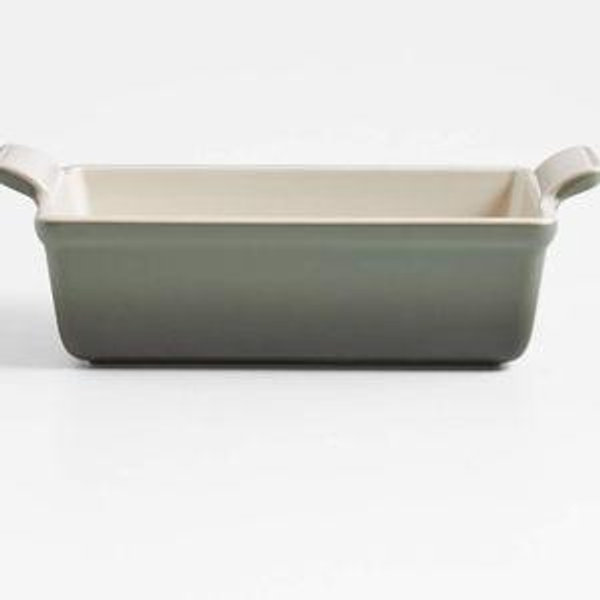 Le Creuset Heritage Chambray Blue Ceramic Stoneware Loaf Pan + Reviews | Crate & Barrel