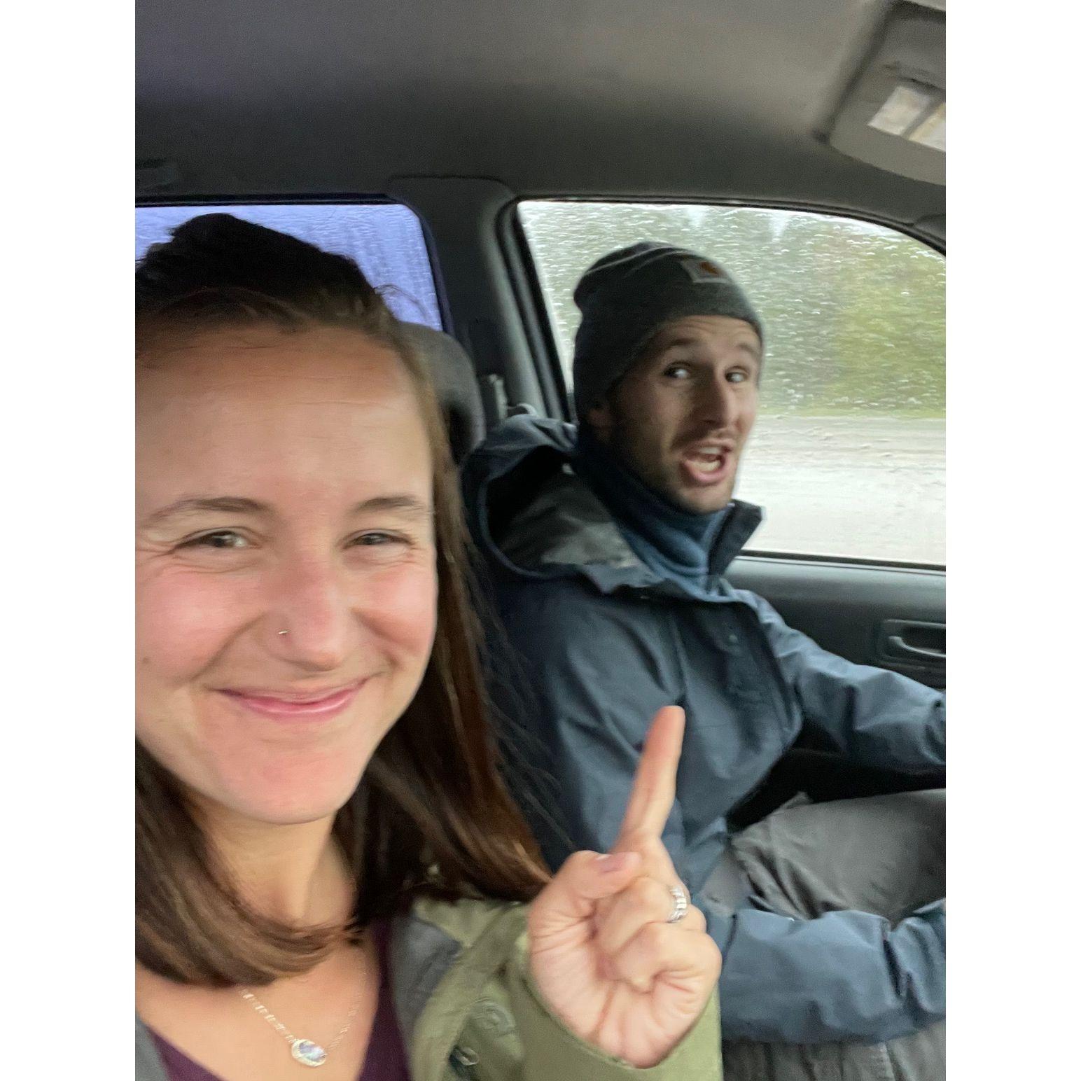Got caught in a tornado in the Black Hills. All smiles though
