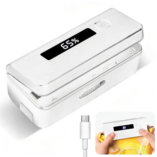 Mini Bag Sealer, 4.7" Potato Chip Bags Heat Sealer Capper, Bag Reseal Snack Plastic Bag Heat Seal and Cutter, USB Charger Sealing Machine Impulse For Mylar Cereal Bags (White)