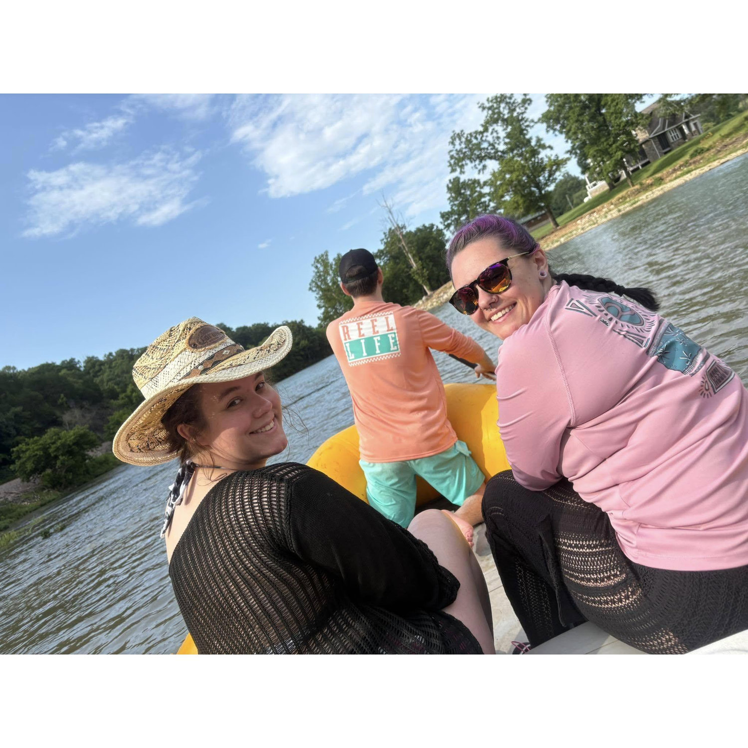 Cara and Chey putting all their trust in John to steer the raft lol