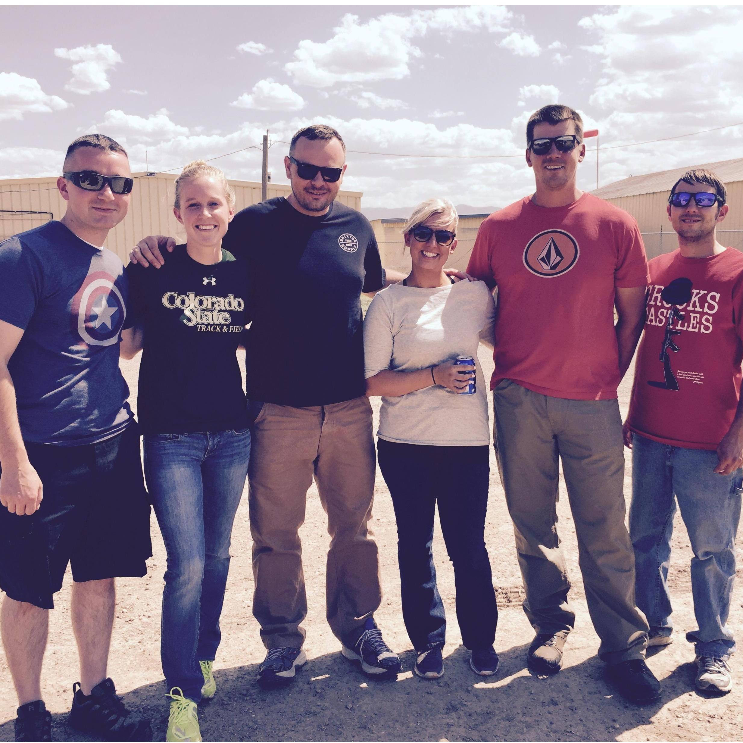 Getting ready to skydive for Natalie's 30th birthday.