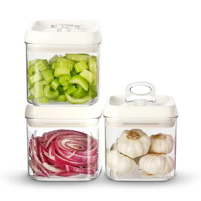 Felli Flip Tite EXTRA LARGE Airtight Food Storage Containers with Lids 1.1 Quarter Stackable Fridge Organizer for Pantry Kitchen Organization and Storage Clear Spice, Dog Treat Container (XL 1.1Qt, White Lids)
