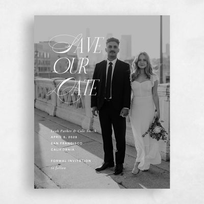 White Typography Wedding Save the Date - Marion Photo