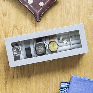 Personalized Grey Watch & Jewelry Case