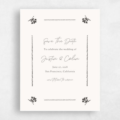 Beige Wedding Save the Date - Coeur Portrait