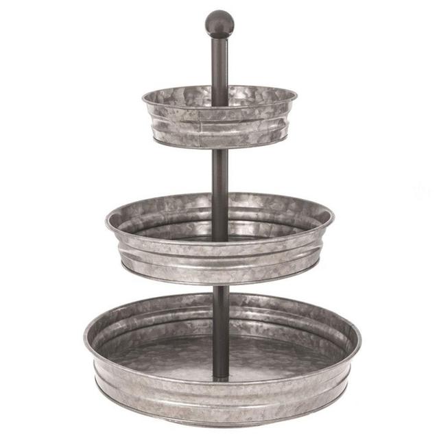 1 x 3 Tier Galvanized Round Metal Stand Outdoor Indoor Serveware