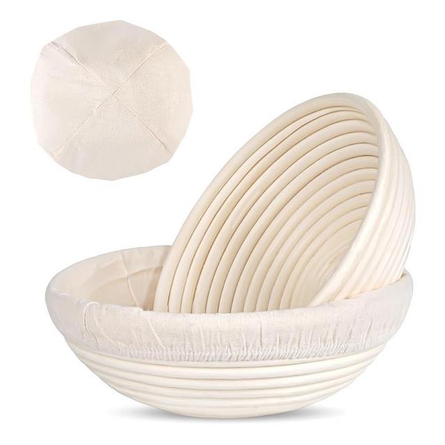 Saint Germain Bakery Premium Round Bread Banneton Basket with Liner (Set of 2 9" Round Baskets)