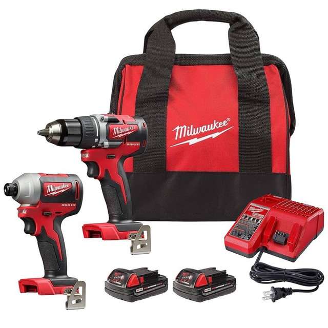 Milwaukee 2892-22CT M18 Compact Brushless 2-Tool Combo Kit, Drill Driver/Impact Driver