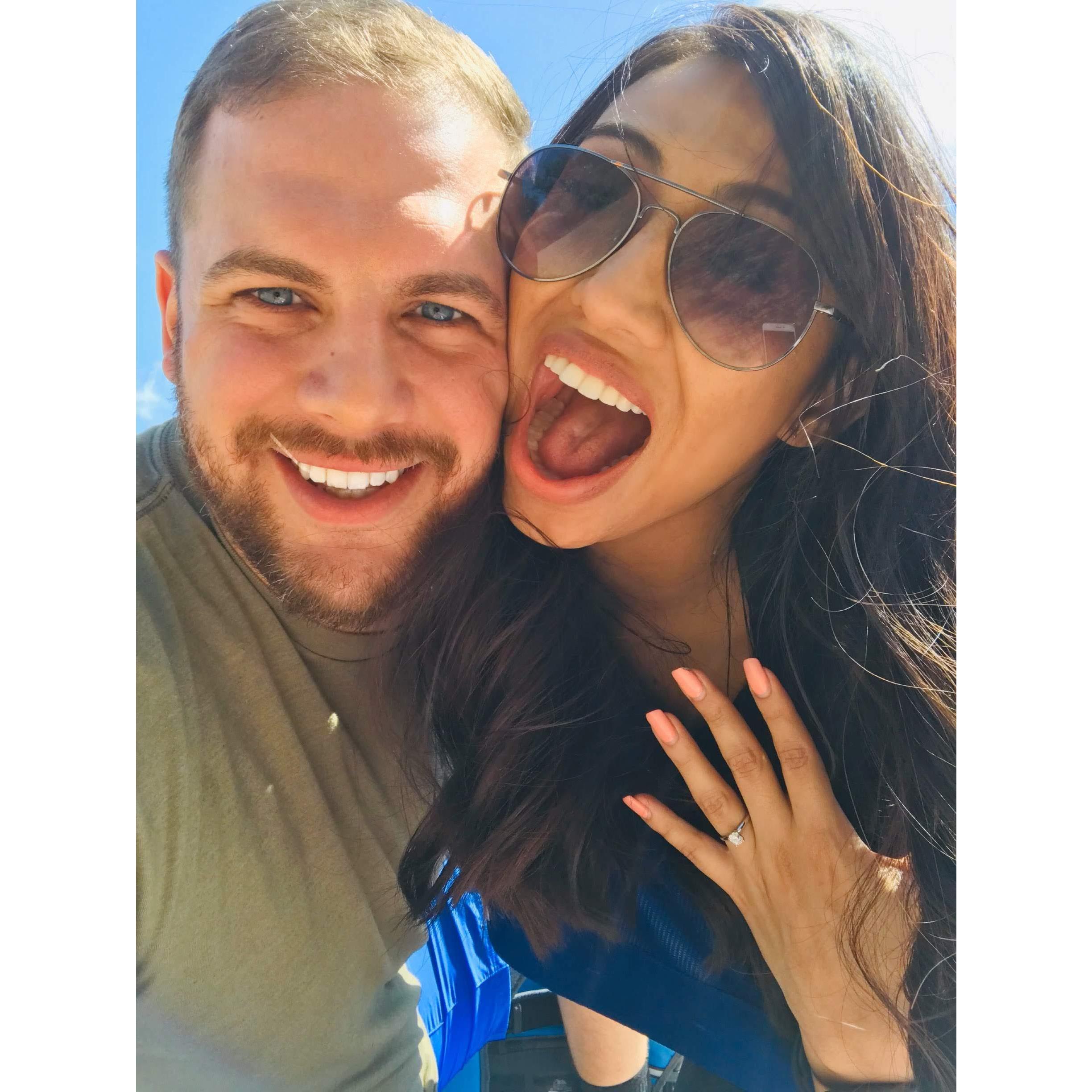 The DAY we got engaged! I COULD NOT believe he was literally asking me! He sent a video & I KNEW. I panicked & tried stalling, well.. ;) - Paola
She took all the space so,,, Happiest day ever -Ricky