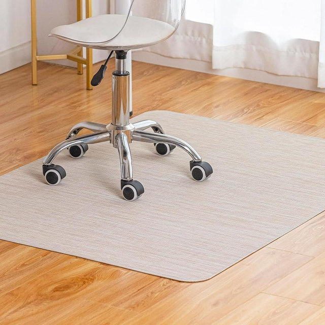 Baroyal Office Chair Mat for Hardwood Floor Under Desk Computer Rolling Chair Mat for Wood/Tile Floor Non-Slip Heavy Duty Desk Rug PVC Plastic Hard Floor Protector 36" x 48" (Parchment)