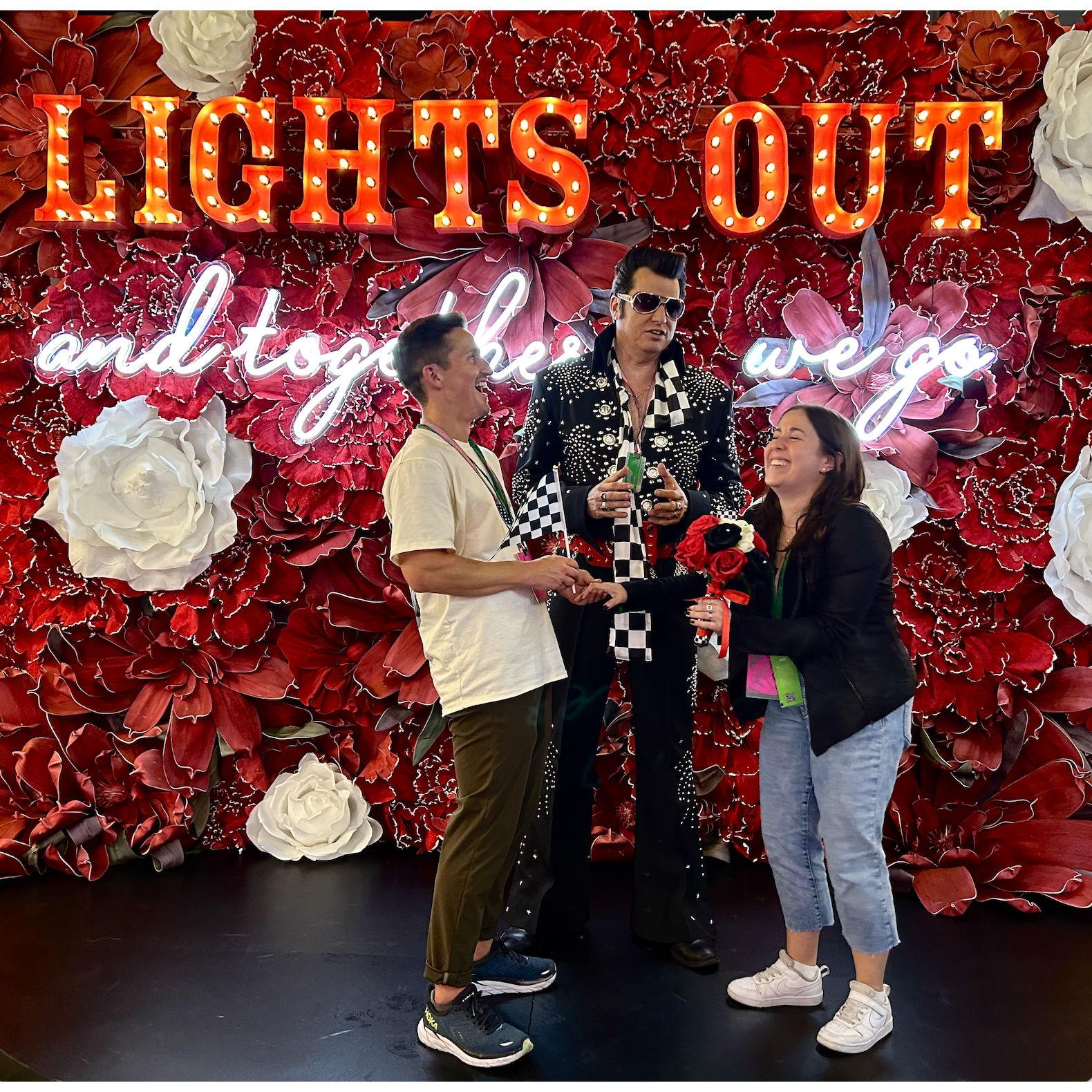 Right after getting engaged we both spent a week in Vegas for F1. Thanks to Elvis for the trial wedding ceremony!
