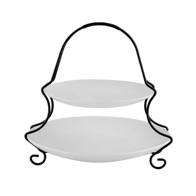 Gracious Dining 2-Tiered Serving Set with Metal Rack