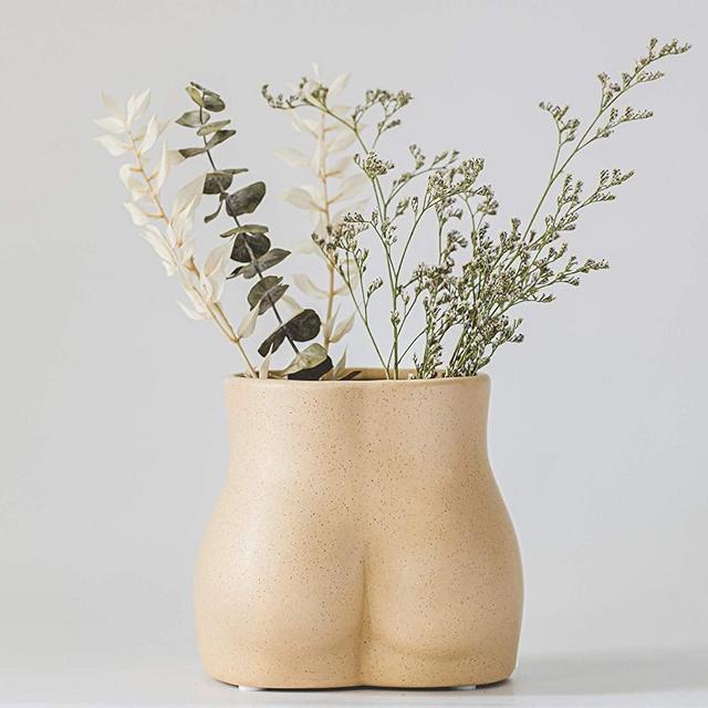 Female Form Body Flower Vase, Ceramic Vases for Modern Boho Home Decor, Lady Butt Vase, Indoor Planter Plant Pot, Feminist Decors Cute Chic Small Accent Pieces