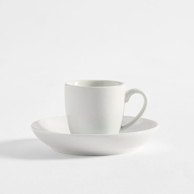 Caterer's Box Porcelain Espresso Cups and Saucers, Set of 6