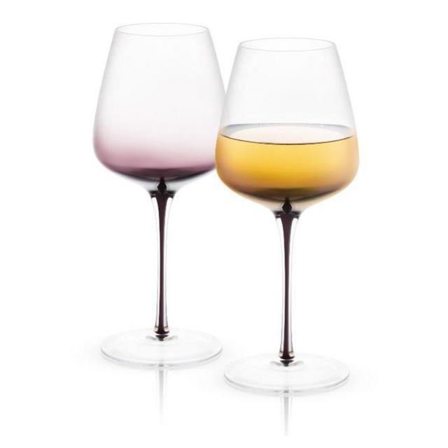 JoyJolt Black Swan White Wine Glasses - Set of 2 Premium Crystal Glassware - 17.8 oz