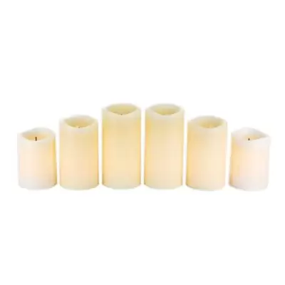 Flameless Pillar Candles in Bisque (Set of 4)