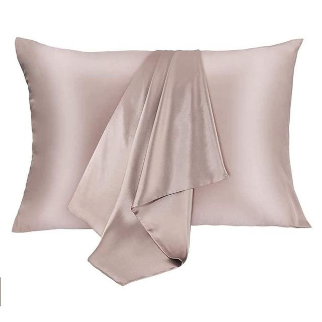 JOGJUE Silk Pillowcase for Hair and Skin 2 Pack 100% Mulberry Silk Bed Pillowcase Hypoallergenic Soft Breathable Both Sides Silk Pillow Case with Hidden Zipper, Pillow Cases (Queen, ApricotGray)