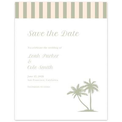 Green Nautical Wedding Digital Save the Date - Mauritius Portrait