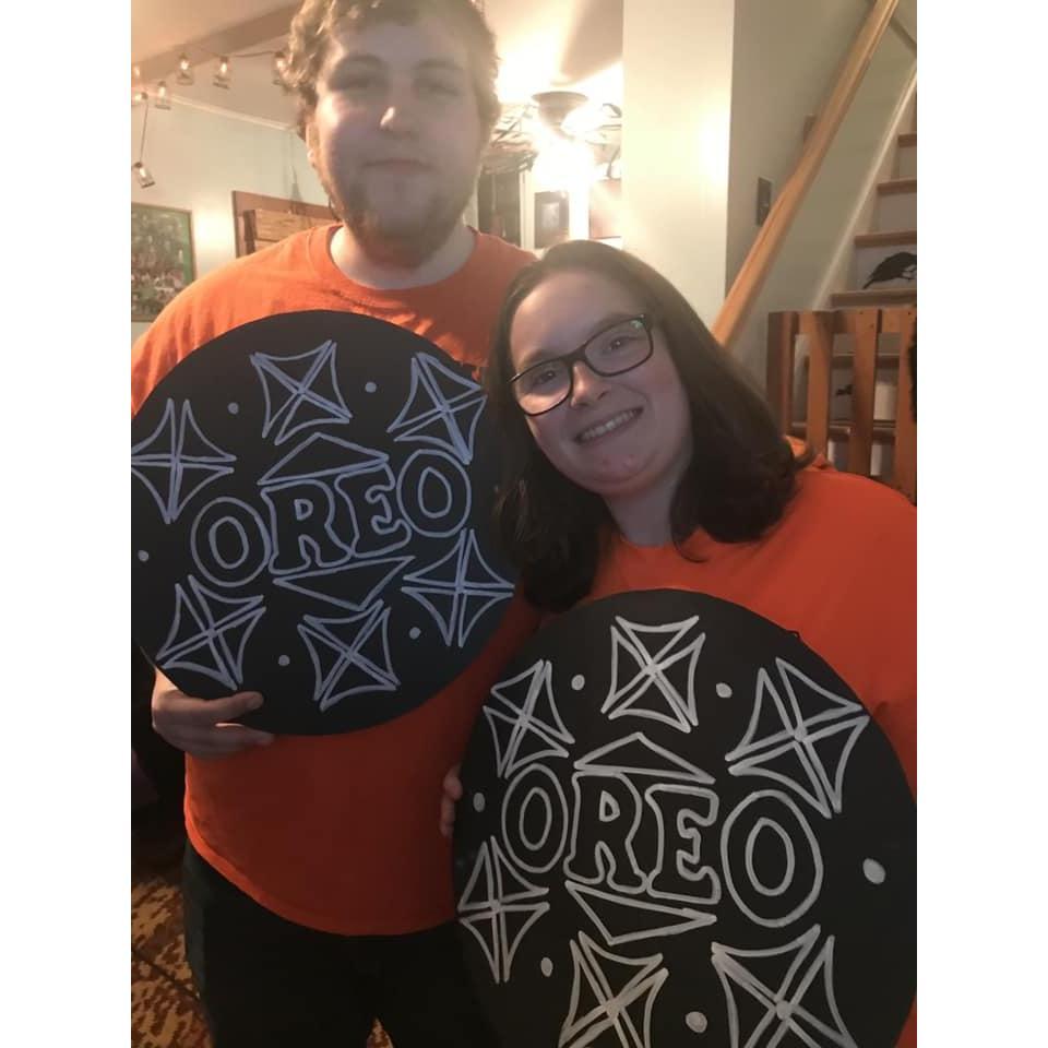Our first Halloween, we were a double stuffed oreo