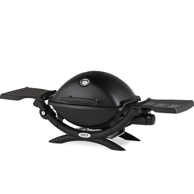 Weber Q1200 Liquid Propane Portable Gas Grill, Black – 1‑Burner Travel and Camping Grill with Cast‑Iron Grates & Electronic Ignition (8,500 BTU Burner)