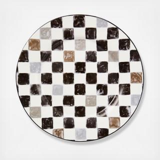 Check Stoneware Round Platter