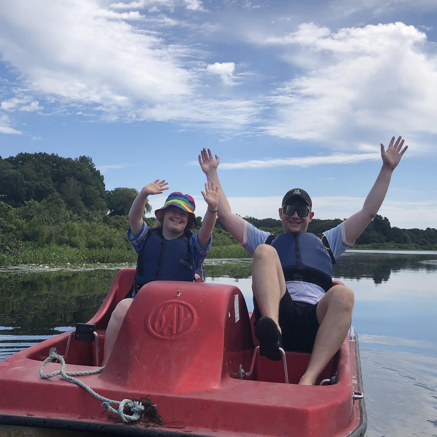 Pedal boating in Boston with Thomas's cousin Elizabeth (it's harder than it looks!)