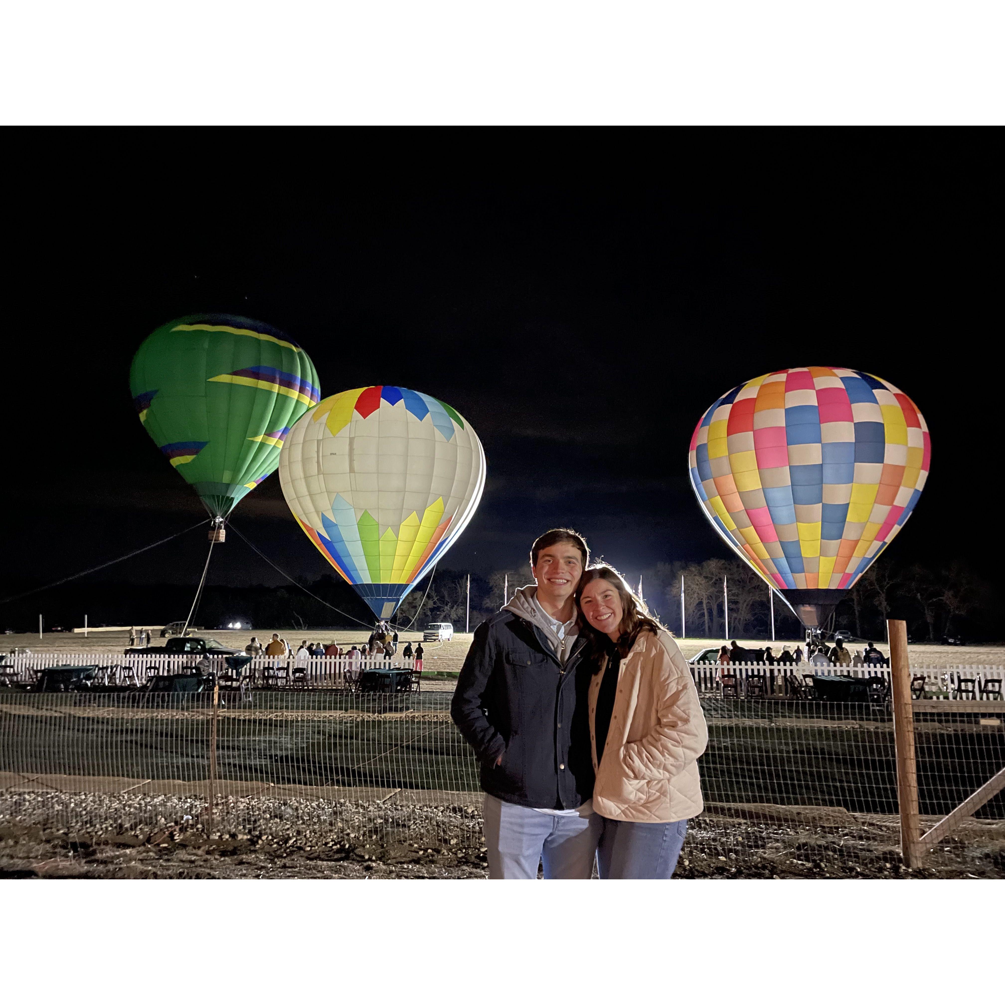 The most amazing date! We got to ride in a hot-air balloon!