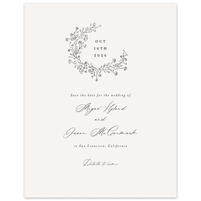 Light Oatmeal, Beige Wedding Digital Save the Date - Sequoia Portrait