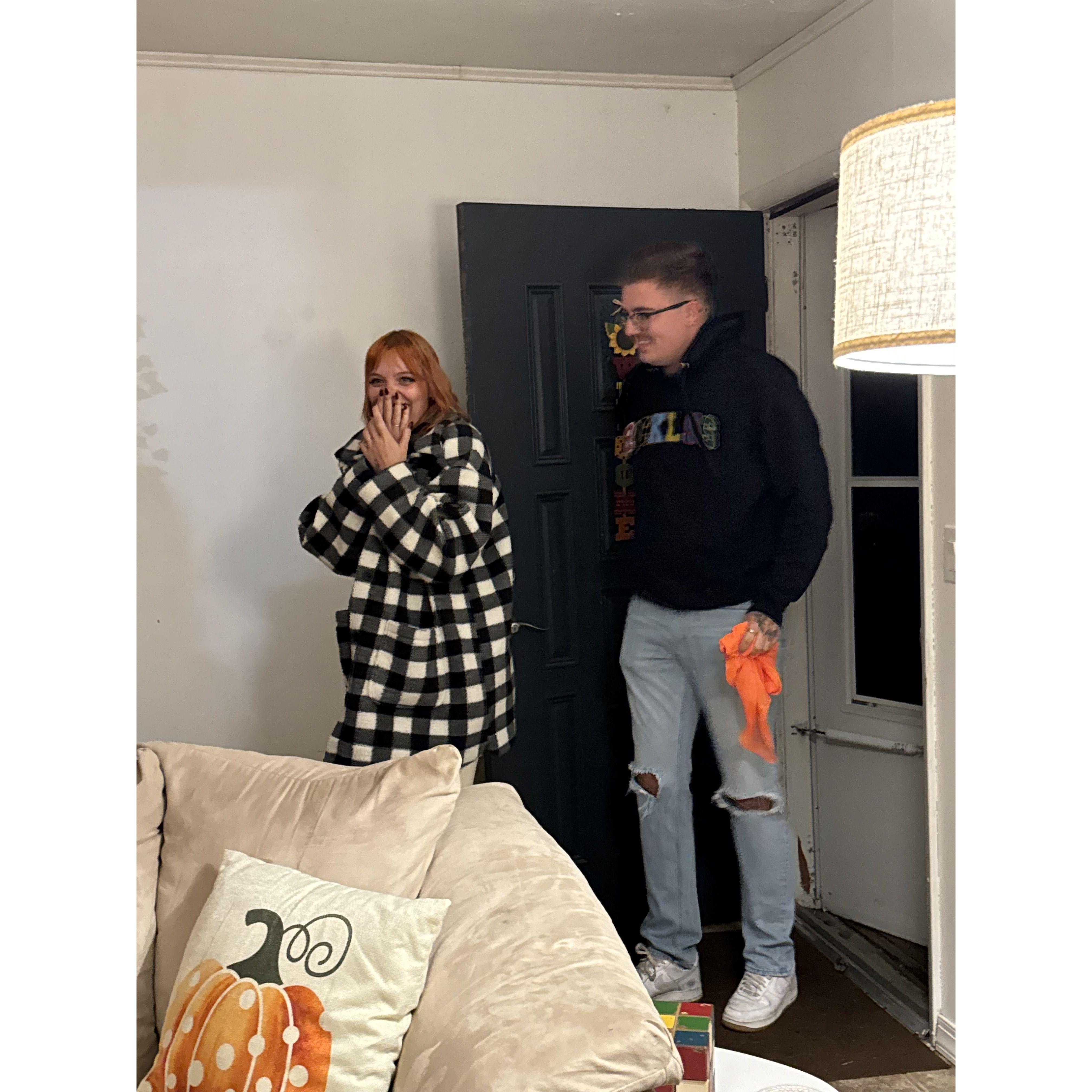 Walking in to our engagement party