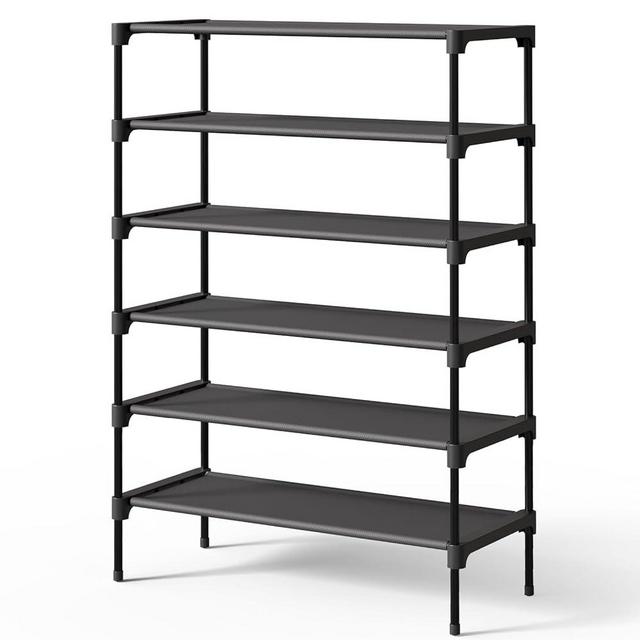 Kitsure Shoe Rack - Premium Non-Woven Shoe Rack Shelf, Shoe Organizer for Closet, Entryway, Garage & Corridor, Sturdy & Durable Long Stackable Shoe Shelves, 3X-Large, Black