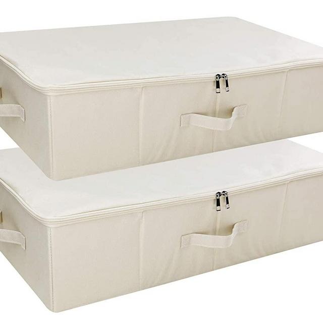 iwill CREATE PRO Collapsible Rigid Storage Baskets for Underbed Organizer, Beige