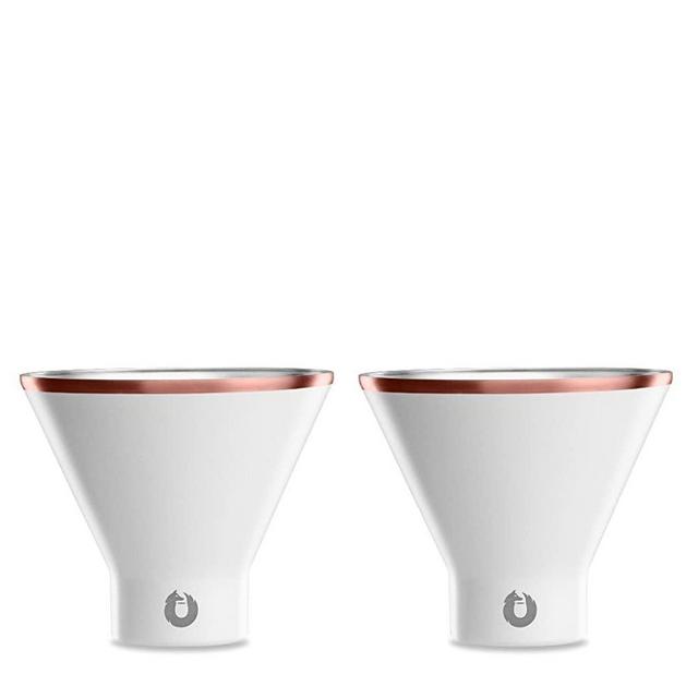 Snowfox Insulated Stainless Steel Margarita and Martini Cocktail Glass, Set of 2, White/Gold