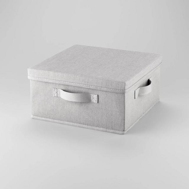 13"x13"x6" Fabric Bin with Lid Light Gray - Brightroom™