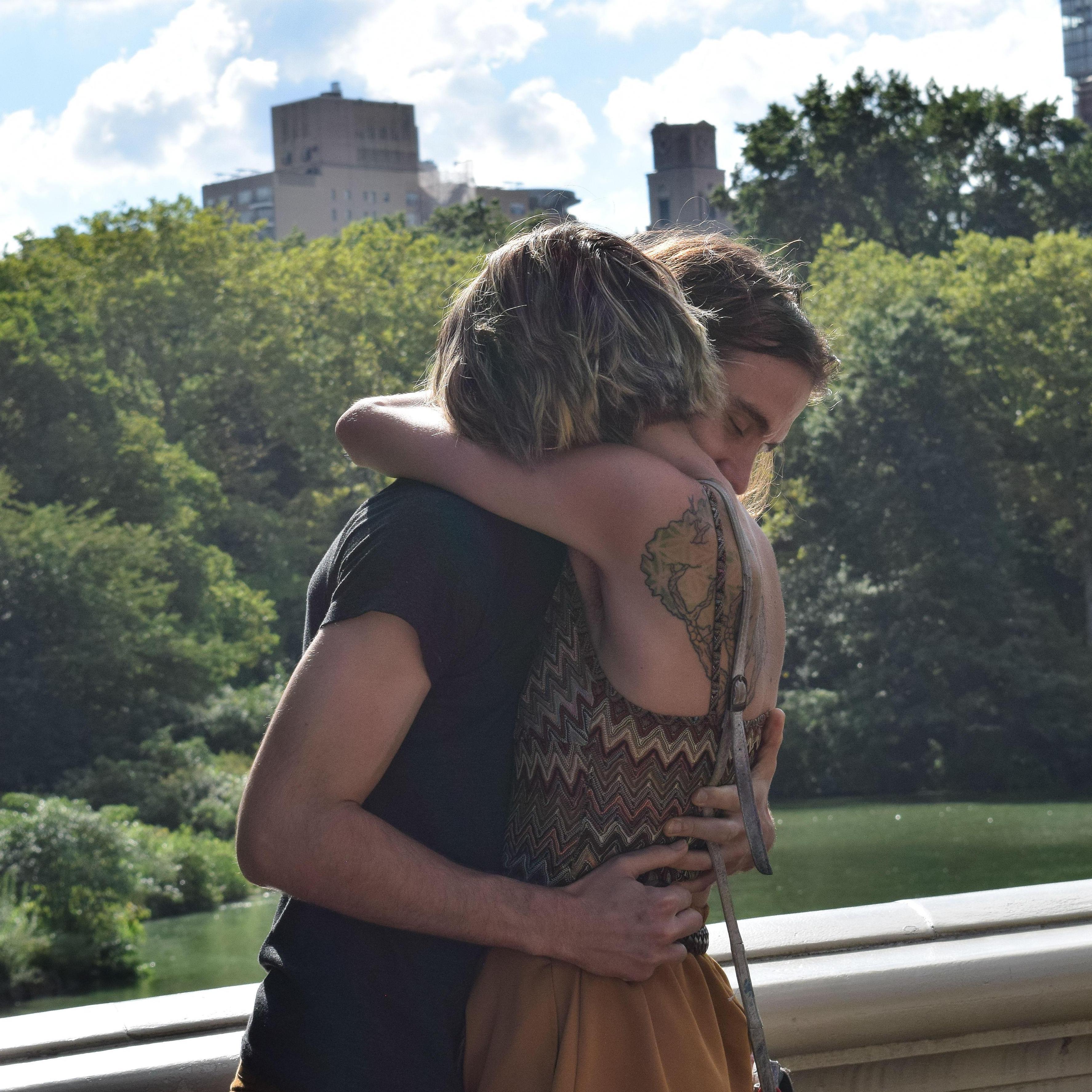 post proposal hug in Cental Park