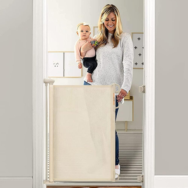 Momcozy Retractable Baby Gate, 33" Tall, Extends up to 55" Wide, Child Safety Baby Gates for Stairs, Doorways, Hallways, Indoor, Outdoor